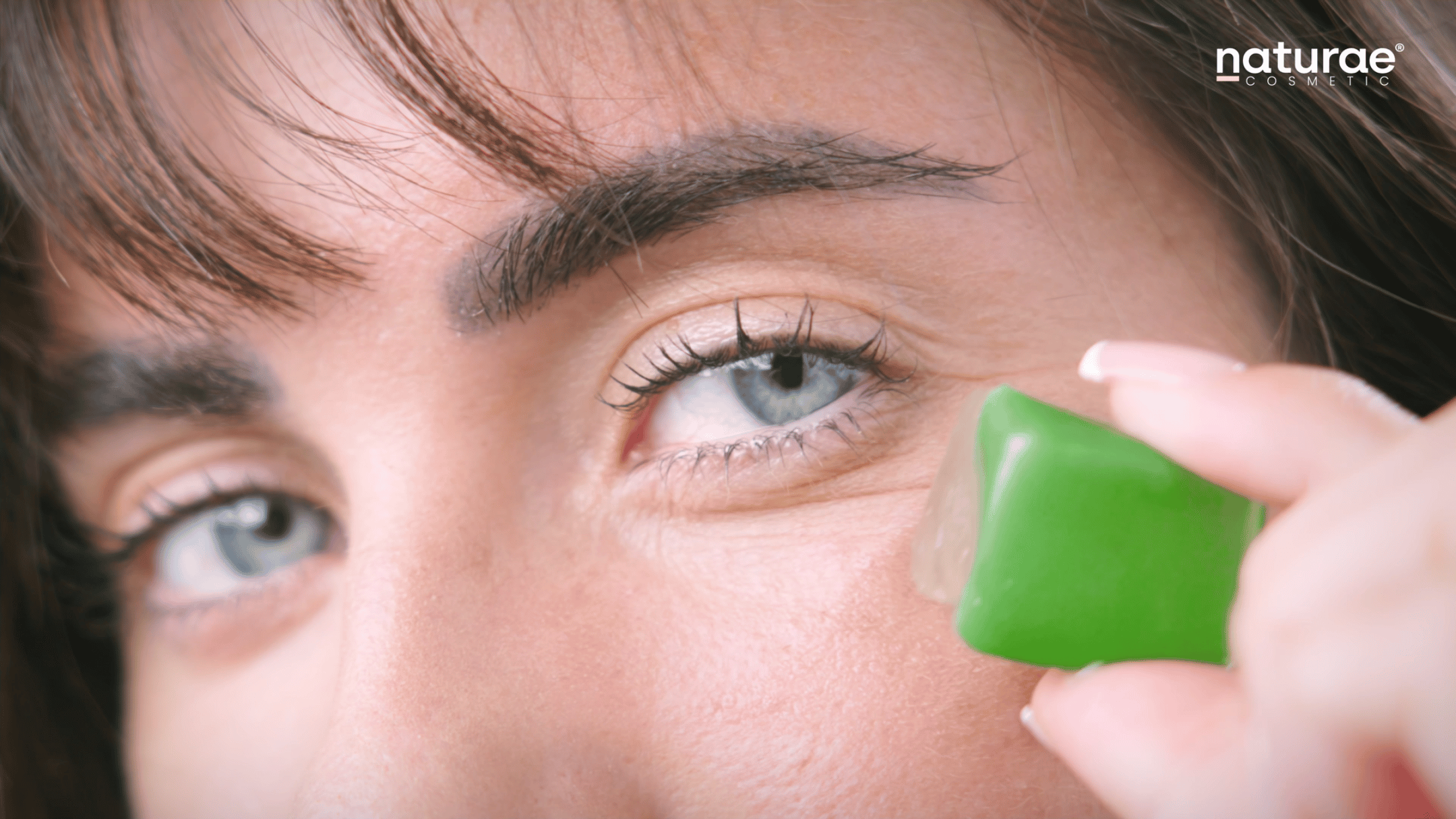 Close-up portrait in Naturae Cosmetic editorial film by Spaziale Studio