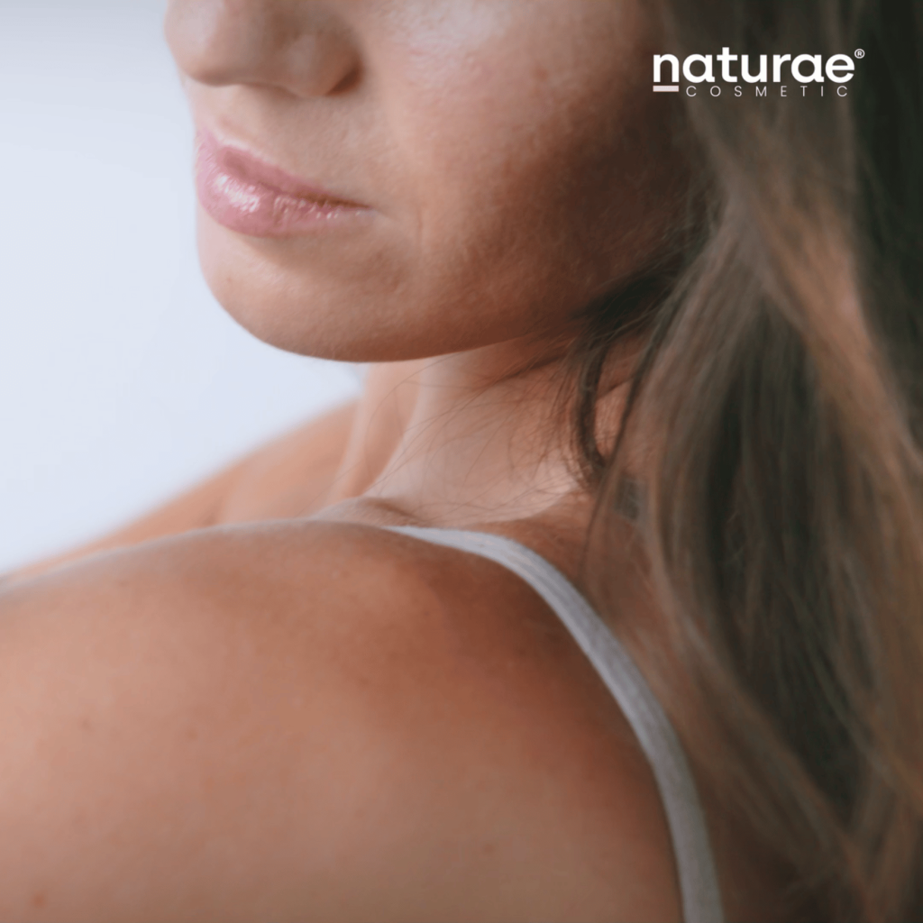 Natural skin texture close-up in editorial film for Naturae Cosmetic by Spaziale Studio